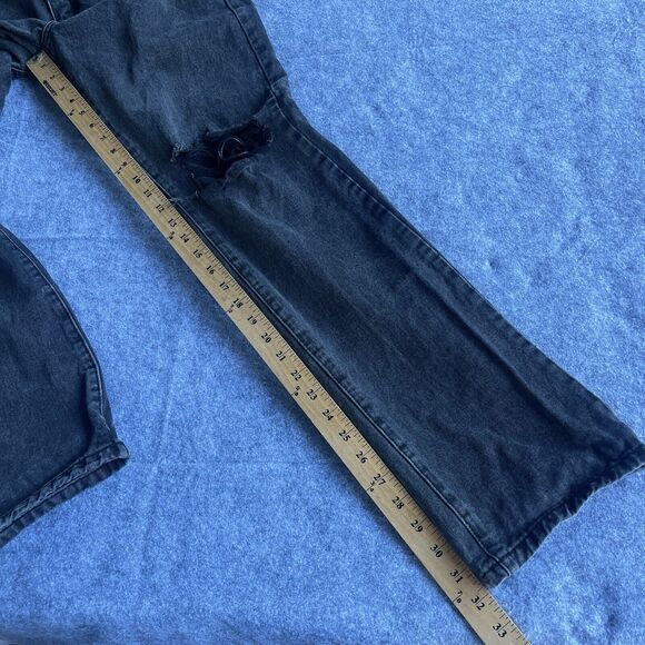 Cotton On Jeans Womens Size 4 Gray Black Long Straight Leg Distressed Knee - Picture 9 of 10